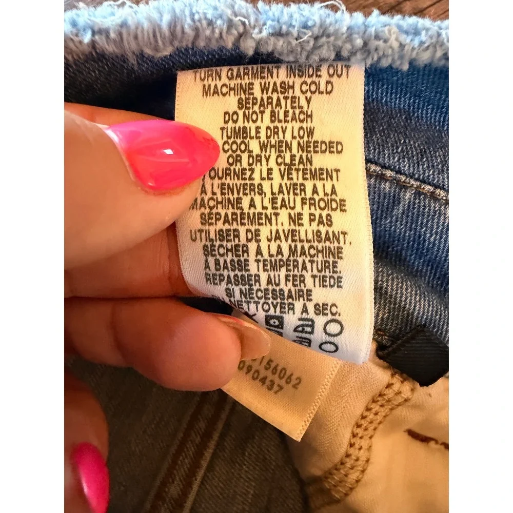 7 For All Mankind Paperbag Waist Denim Shorts Light Wash Blue Belted Size 27